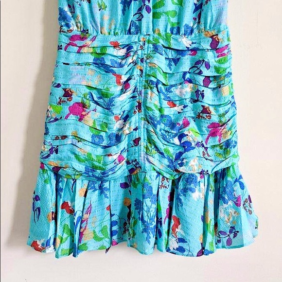 TANYA TAYLOR SILK ZORA RUCHED SHORT SLEEVE DRESS - Picture 4 of 12